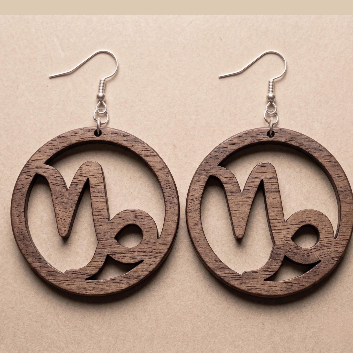 Capricorn Wood Zodiac Earrings