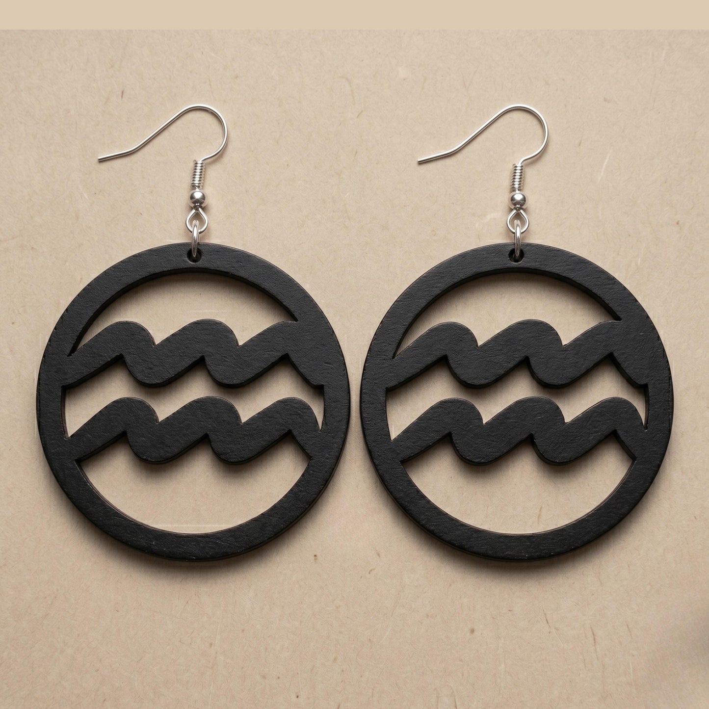 Aquarius Wood Zodiac Earrings