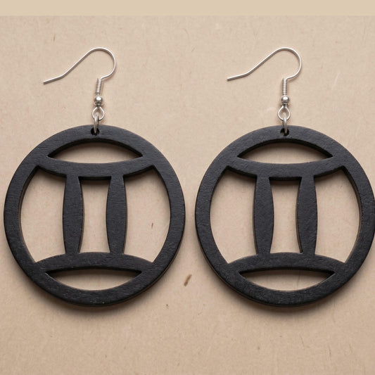 Pisces Wood Zodiac Earrings