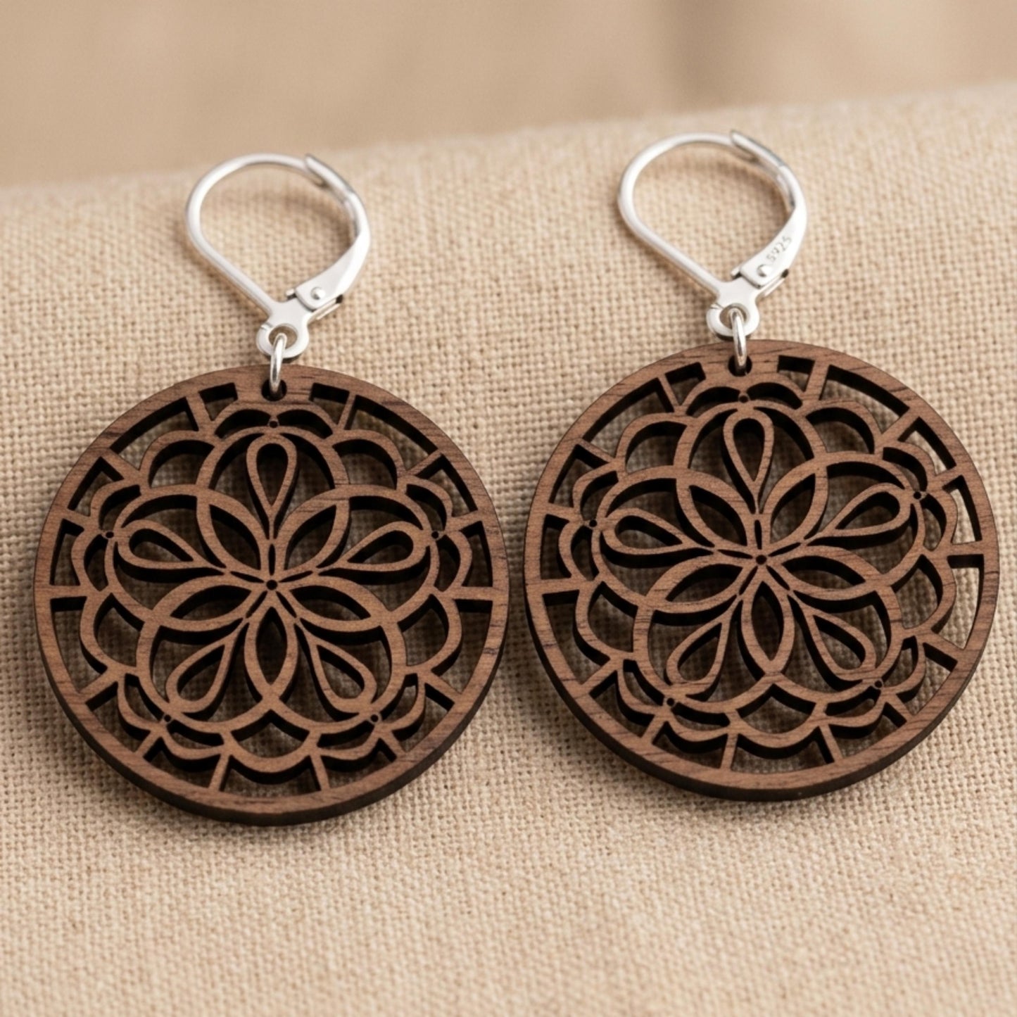 Mandala Wood Statement Earrings