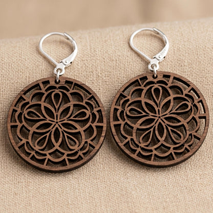Mandala Wood Statement Earrings